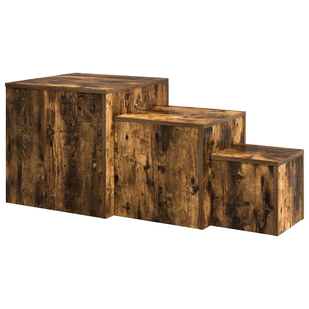 Credenze 3 pz | Madia | Buffet da pranzo | Armadio da pranzo Rovere Fumo in Legno Multistrato