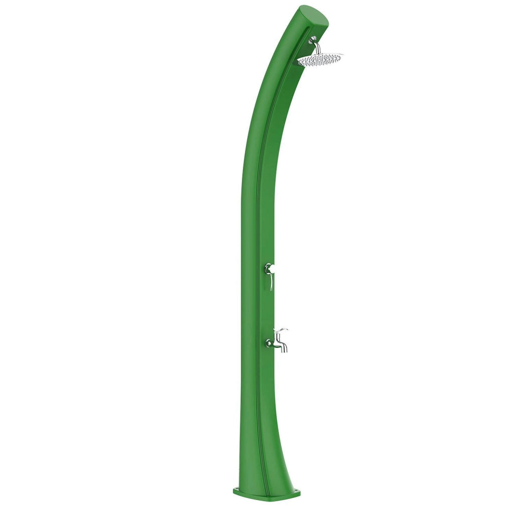 STARMATRIX Doccia Solare Verde RAL3028 In Polietilene HD Struttura Sinuosa Serbatoio 40 Litri Alta Statura 226 Cm Comandi Ottone Inclusi Modello Rioxxl Ss0935xxl