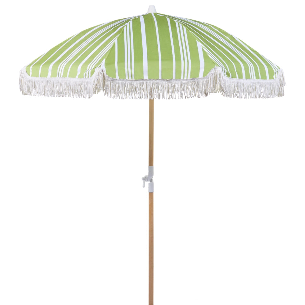 Ombrellone giardino tessuto bianco palo in legno faggio 150 cm Ombrellone esterno rotondo giardino retrò inclinabile resistente ai raggi UV