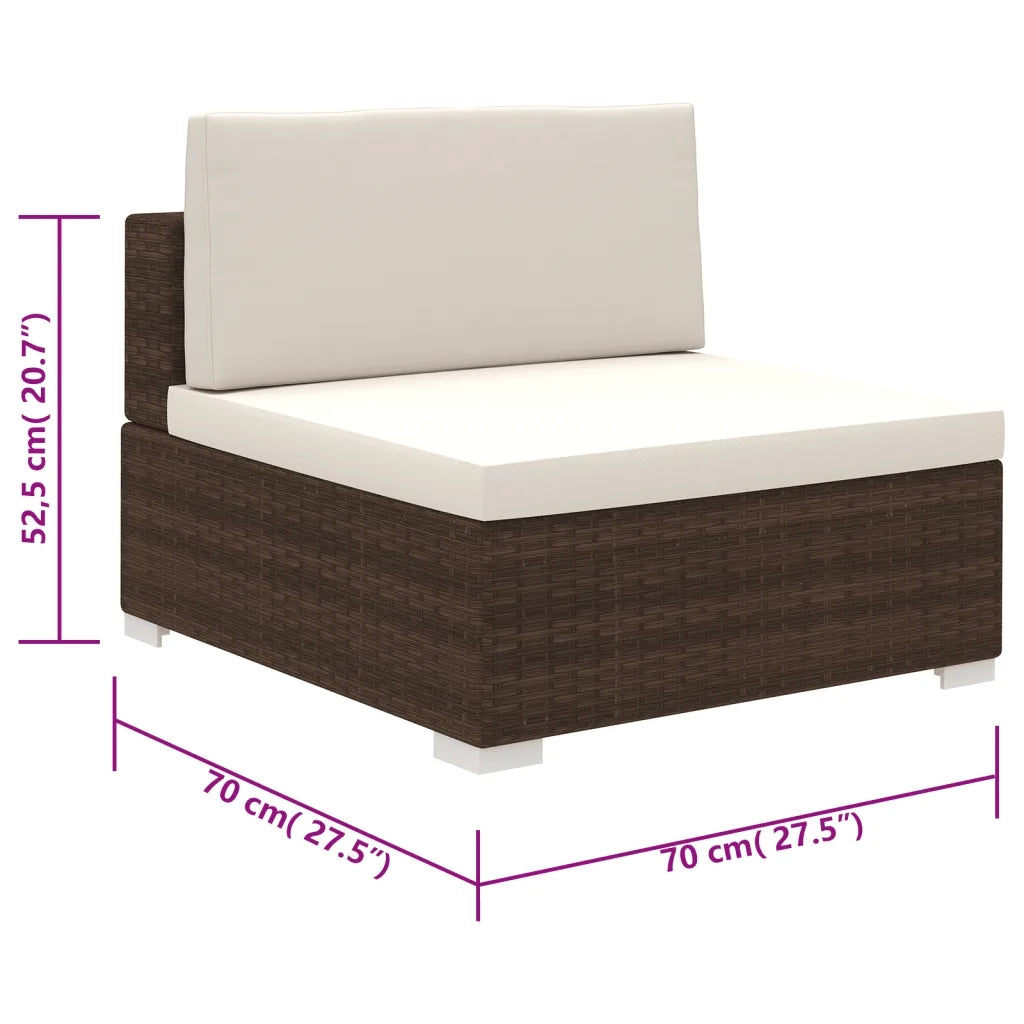 Set Divani da Giardino 6 pz con Cuscini in Polyrattan Marrone 41268