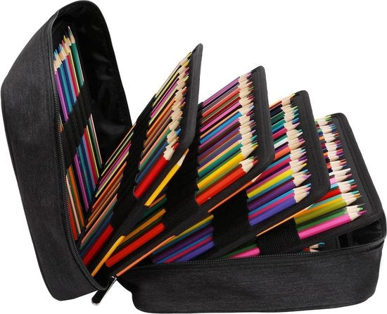 Organizzatore per Materiale di Scrittura, Disegno e Pastelli - 100 Tasche - Nero