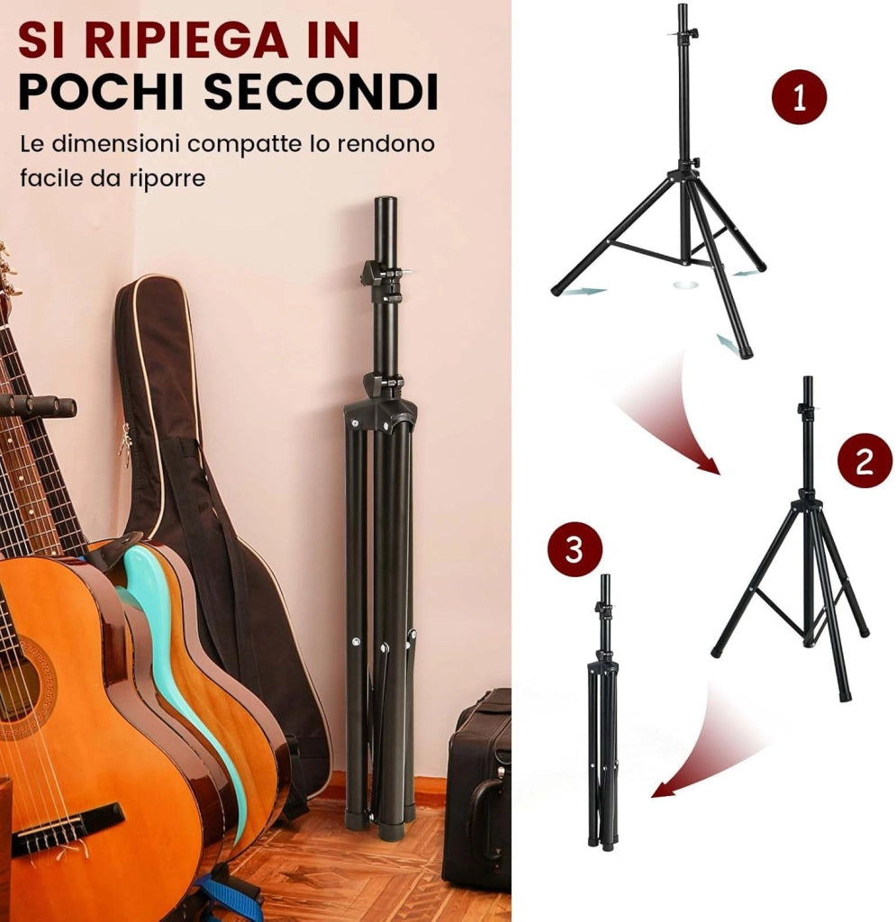 Supporto per Altoparlante, Supporto Treppiede per Casse Acustiche, Diffusore Cavalletto Stativo, Altezza regolabile da 97-183 cm