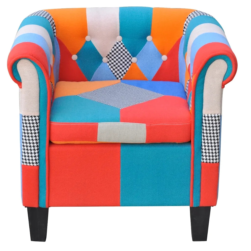 Divano Sedia-Poltrona con Design Patchwork in Tessuto