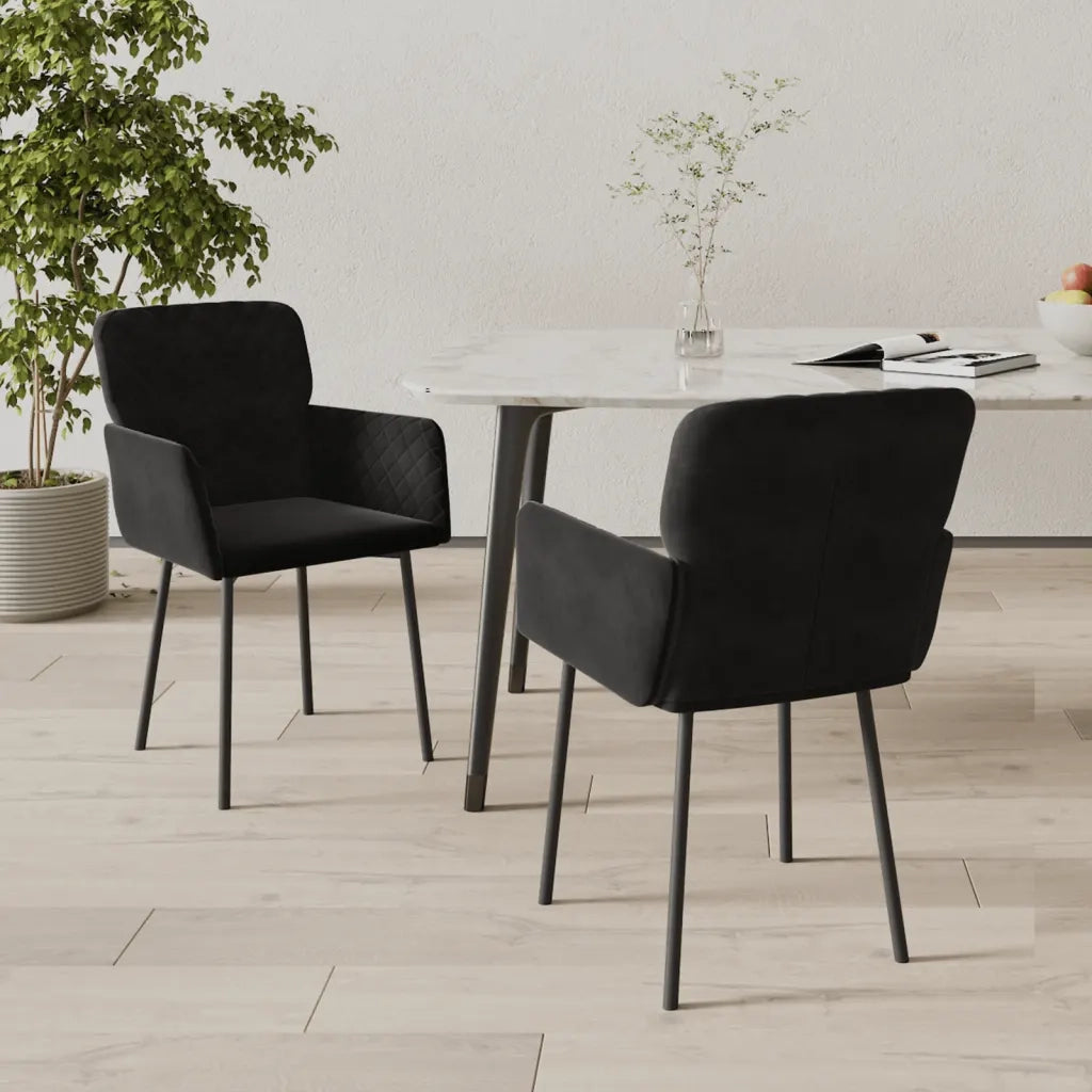 Sedie da Pranzo 2 pz | Sedie da cucina Nere in Velluto