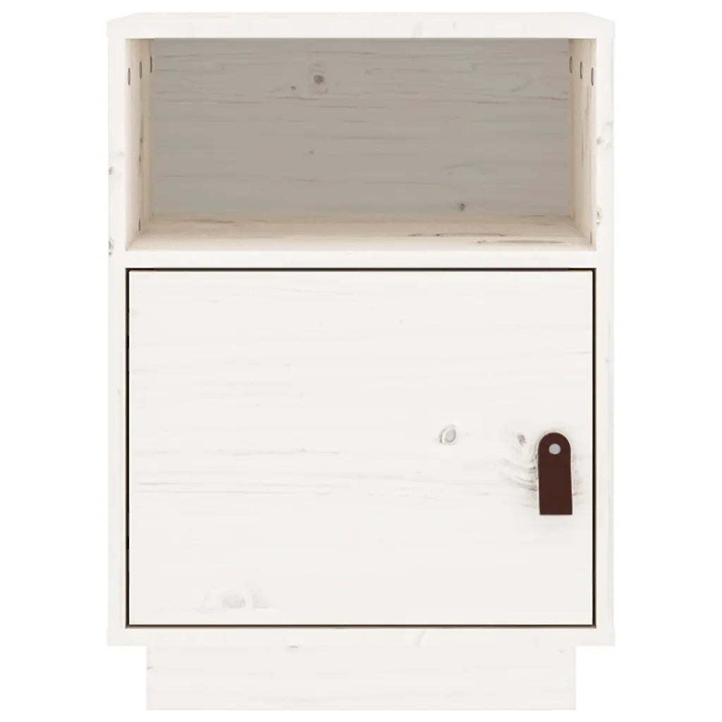 Comodino-Tavolino da notte Bianco 40x34x55 cm in Legno Massello di Pino 522033
