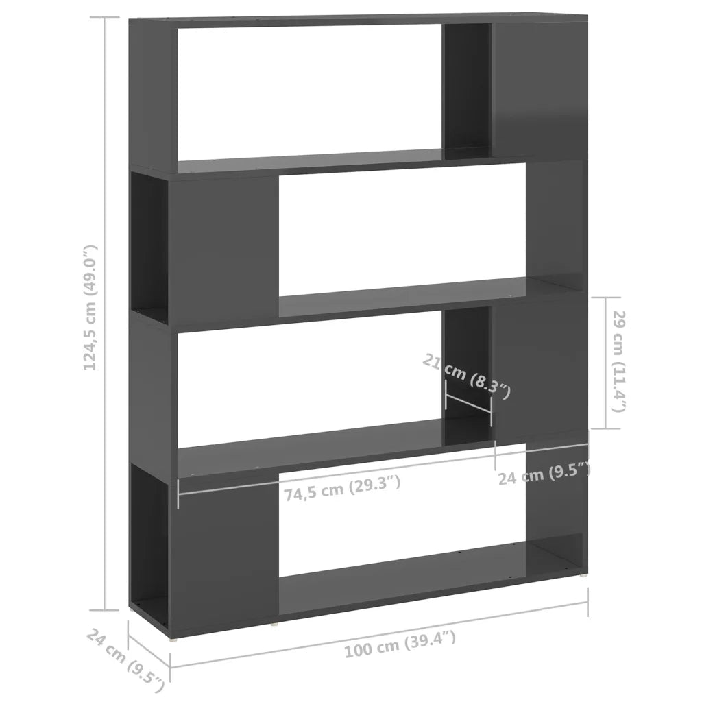 Libreria/Divisorio Grigio Lucido 100x24x124 cm cod mxl 18294