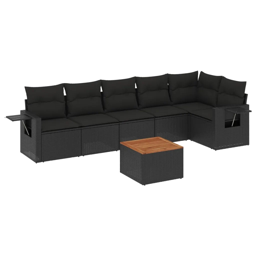 Set Divani da Giardino con Cuscini 7pz Nero Polyrattan 3256902