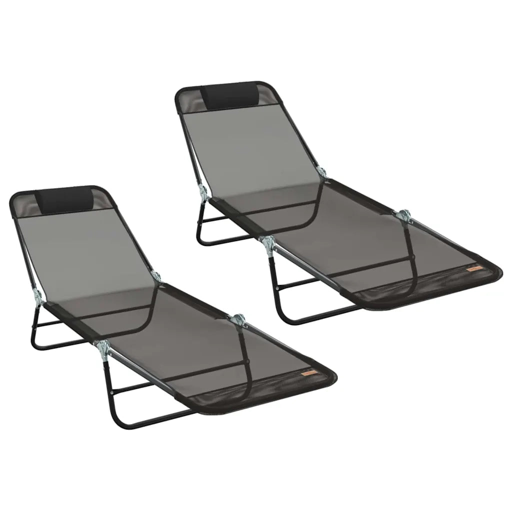 Lettino prendisole pieghevole 2 pcs Nero 182 x 55 x 85,5 cm 42003158
