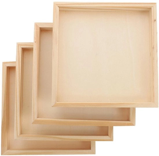 Pannello di ordinamento 4-delicato - Organizzatore in legno - Accessori da puzzle - Scatola di archiviazione - Risparmio di spazio - Dimensioni 12x12x1,8 cm