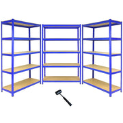 3 Scaffali in Acciaio Senza Bulloni T-Rax Blu Larghi 120cm per Magazzino e Box
