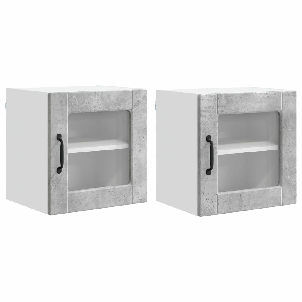 Mobile in vetro da parete PORTO 2 pcs Grigio cemento