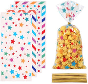 Zaketti di festa 100 pezzi - Tema arcobaleno - Cellofan - Riciclabile - Sostenibile - 12,5 x 27,5 cm - Sacchetti per dolci