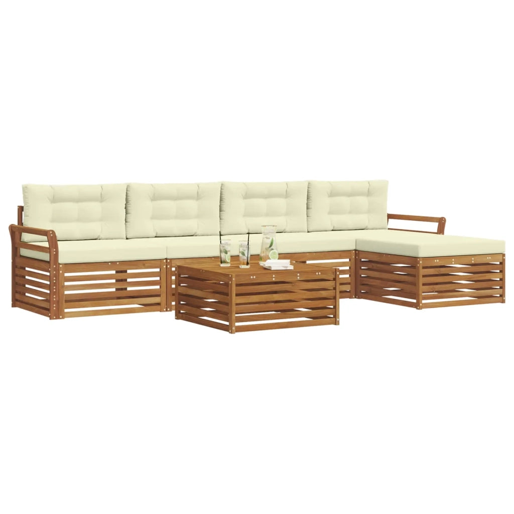 Set di divani da esterno con cuscino 6 pcs Naturale e Crema