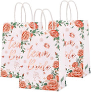 Regali di nozze in rosé oro con maniglie a mano - 12 zaini da regalo per sposa - Tazze floreali - Carta rigida duratura - Pieghevole e leggero - Tazze da festa