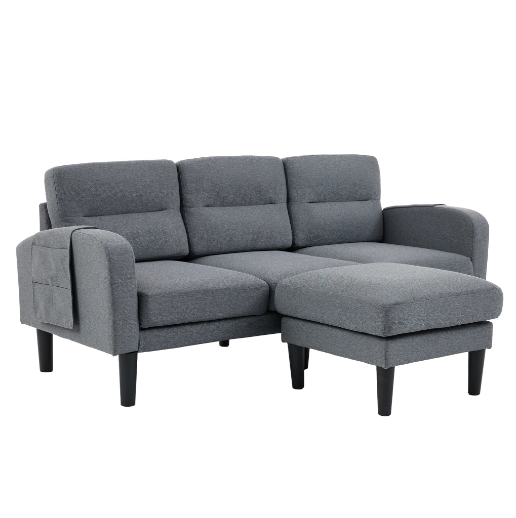 Divano angolare modulare 3 posti con chaise longue grigio