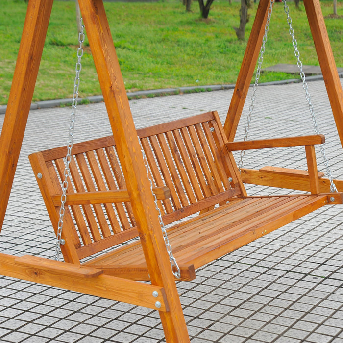 Dondolo da Giardino 3 Posti in Legno con Baldacchino Swing Blu