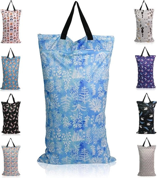 Sacchetto per asciugamano, impermeabile, con doppia cerniera per appendere, lavabile e riutilizzabile, adatto per fasce per neonati, fitness, colore blu 007, moda