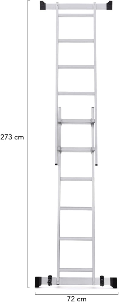 Ponteggio a scala multiuso in alluminio con piattaforma modulare su ruote, altezza 165 cm