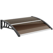 Pensilina da Esterni Impermeabile e Anti-UV 75x120x23 cm in PC PP e Alluminio Marrone e Nero