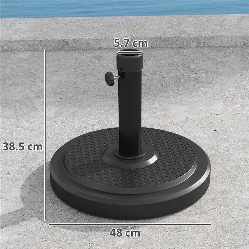 BASE PER OMBRELLONE DA 22 KG ROTONDA PER OMBRELLONI MAX 2.8 M E PALI DA 38 MM O 48 MM NERO