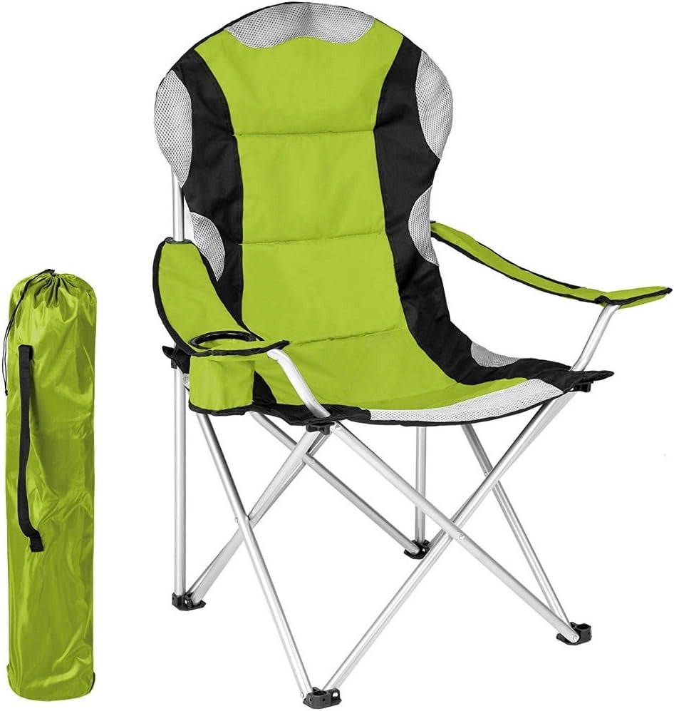 Sedia Pieghevole Campeggio Kit 2pz Salvaspazio e Borsa, Mare Giardino Pesca Verde