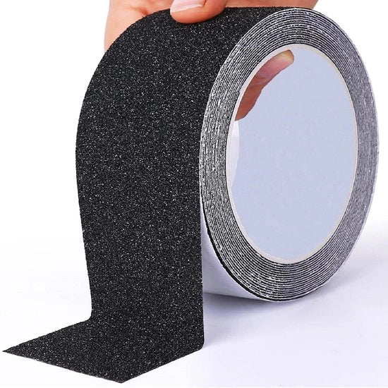Antisliptape autoadesivo, sicuro per scale, nastro di avvertimento, superantislipe, adatto per uso interno ed esterno, finitura opaca nera, 5 cm x 5 m