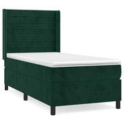 Letto singolo | Letto per adulti | Giroletto a Molle con Materasso Verde Scuro 80x200 cm Velluto