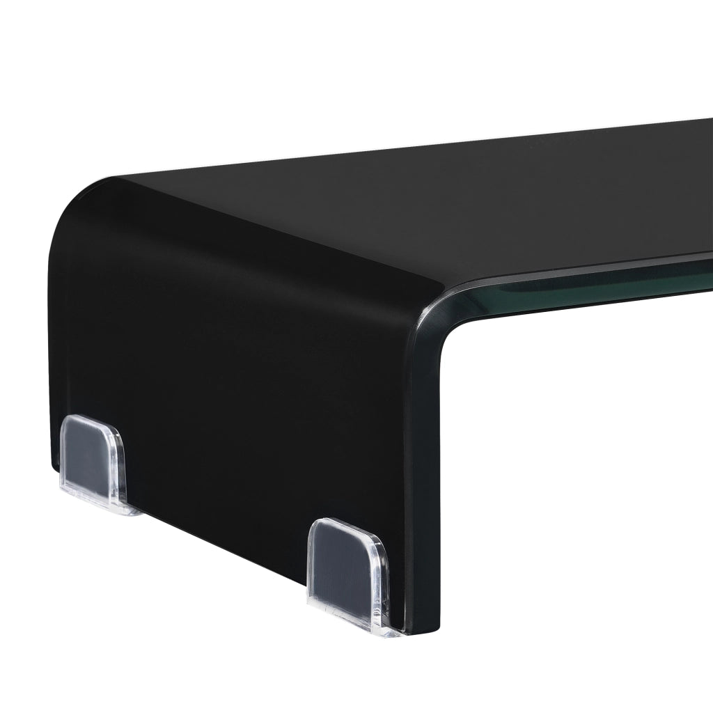 Supporto di Rialzo Monitor/TV/PC Portatile 120 x 30 x 13 cm Mobile in Vetro Base per Schermi - Nero Lucido, Laccato