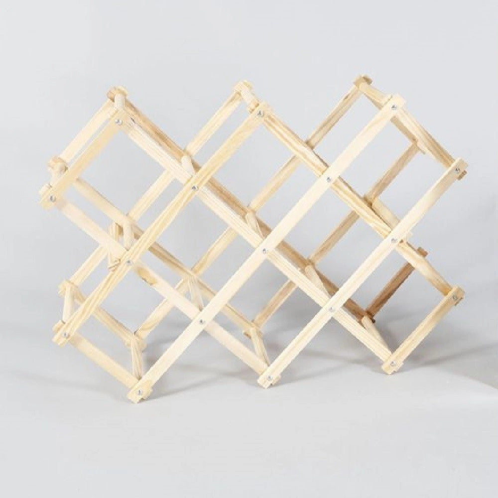 Trade Shop - Portabottiglie Cantinetta Legno 8 Bottiglie Scaffale Richiudibile Bottiglia Vino -