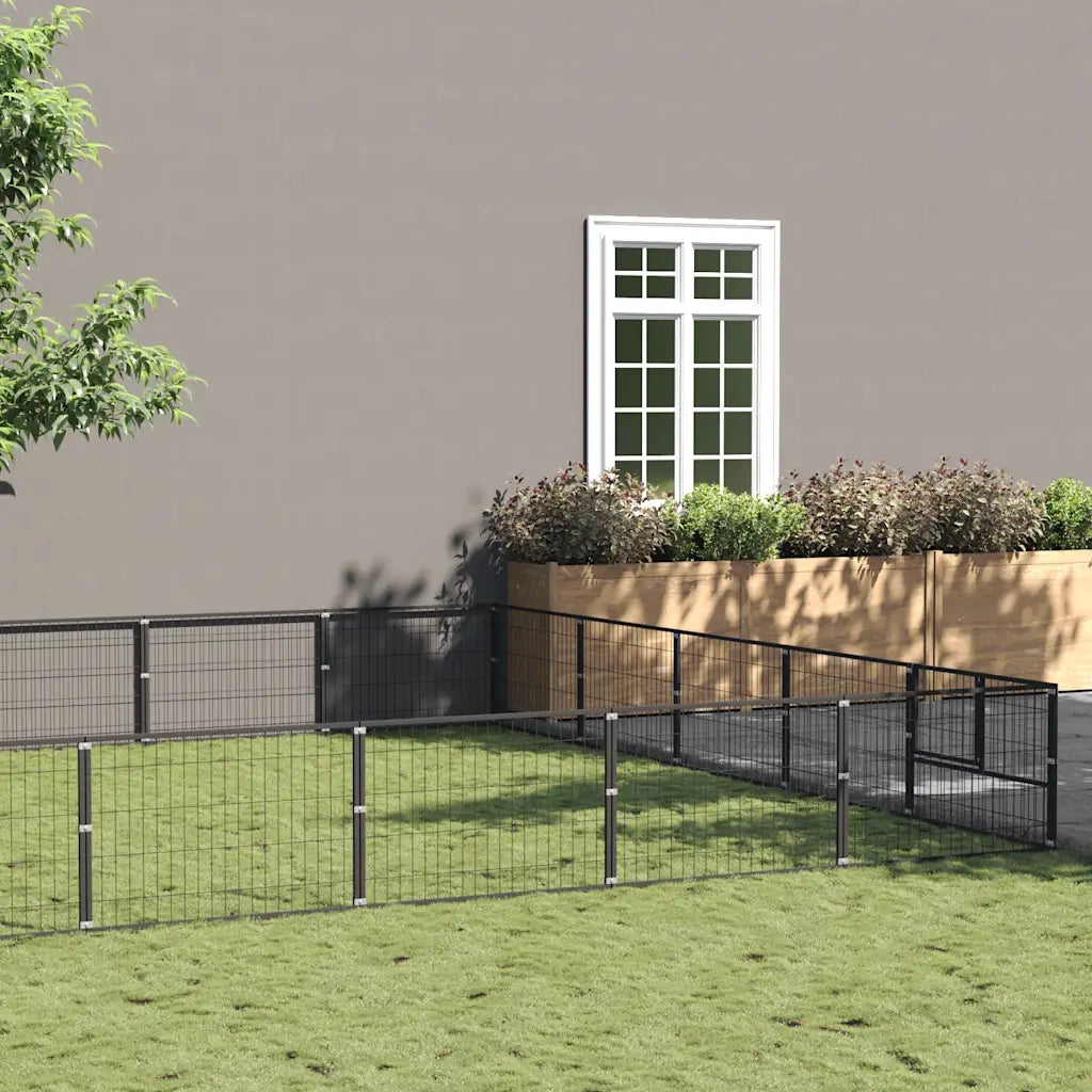 Gabbia per Cani Nera 25 m² in Acciaio 3082157