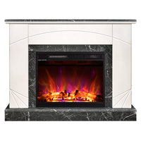 Camino Elettrico da Pavimento 85x110x27 cm Effetto Fiamma 1500W Madeira lux & Lorance Ivory/dark gray