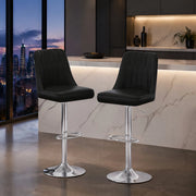 Set di sgabelli da bar a 2 pezzi girevole 360° regolabile in altezza metallo e pu nero e argento per isola cucina e bancone