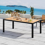Tavolo da Giardino HDPS Resistente alle Intemperie, 189 x 80 x 74 cm Tavolino da Esterno Finitura a Vena di Legno e Facile da Manutenzionare, Tavolo da Pranzo Esterno per 6 a 8 Persone,Naturale