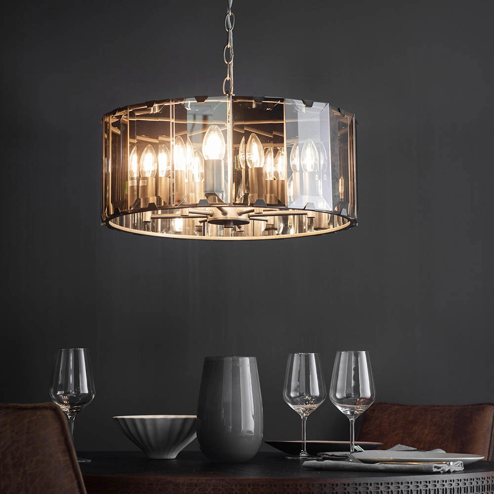 Lampadario Clooney Endon vetro fumé 8xE14 grigio ardesia