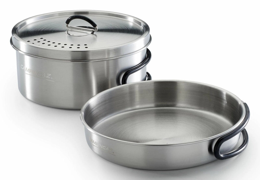 Campingaz Topf-Set Trekking Kit 3-teilig edelstahl 1 Topf+ 1 Deckel+ 1 set di stoviglie da camping Acciaio inox