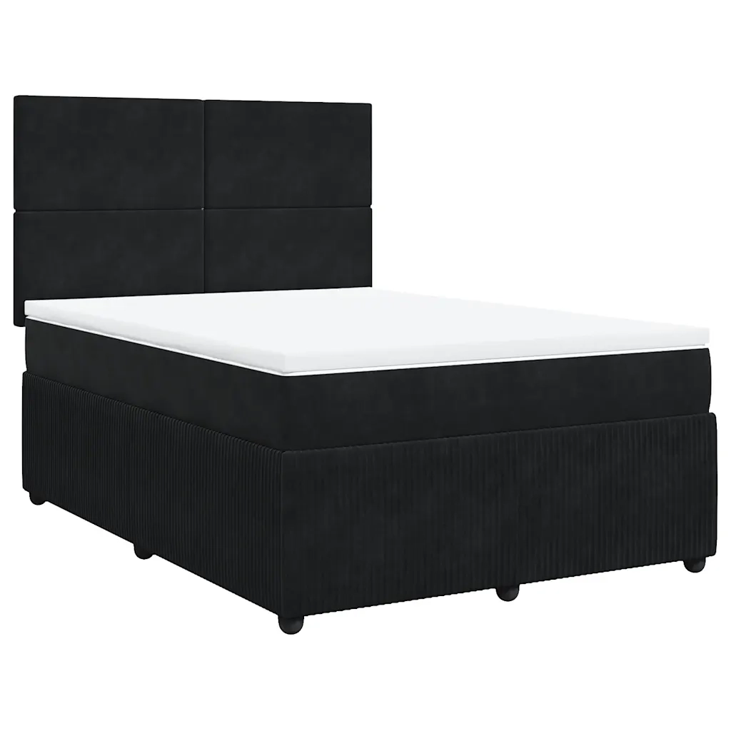 Giroletto a Molle con Materasso Nero 140x190 cm in Velluto 3294630