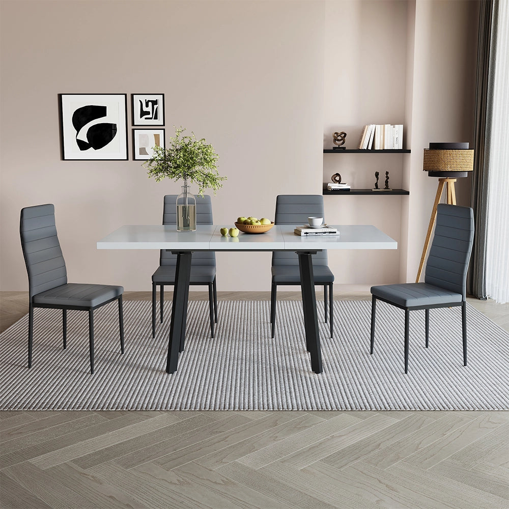 Vicco tavolo da pranzo allungabile Bianco/nero 160 x 80 cm con piano d'appoggio allungabile