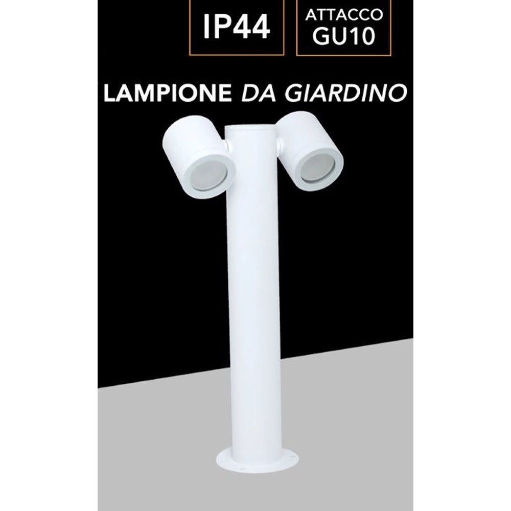 Trade Shop - Lampione Giardino Moderno Con Diffusori Orientabili Lampada Attaco Gu10 Ip44 539pb-b440 - Bianco
