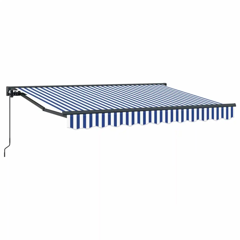 Tenda retrattile manuale-Tenda parasole per balcone Blu e Bianco 3,5 x 2 m