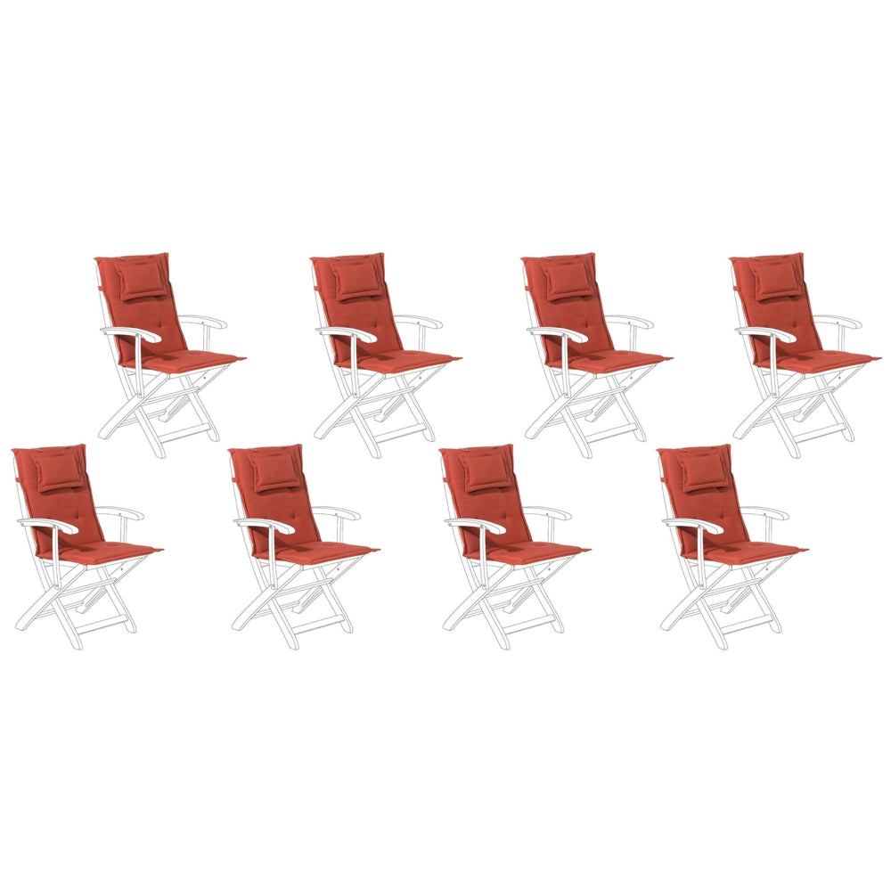 Set di cuscini di ricambio per sedie da esterno in tessuto rosso resistente ai raggi UV con imbottitura spessa 8 cuscini