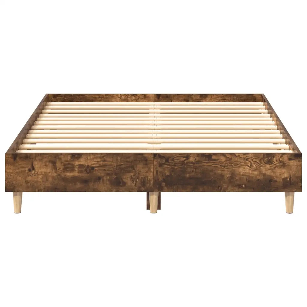 Letto matrimoniale | Letto per adulti | Giroletto senza Materasso Rovere Fumo 135x190 cm in Truciolato