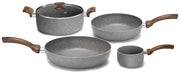 Batteria di Pentole 5 Pezzi in Alluminio Antiaderente Olympia Woody