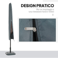 Copertura per Ombrellone Impermeabile con Cerniera e Laccio Grigio