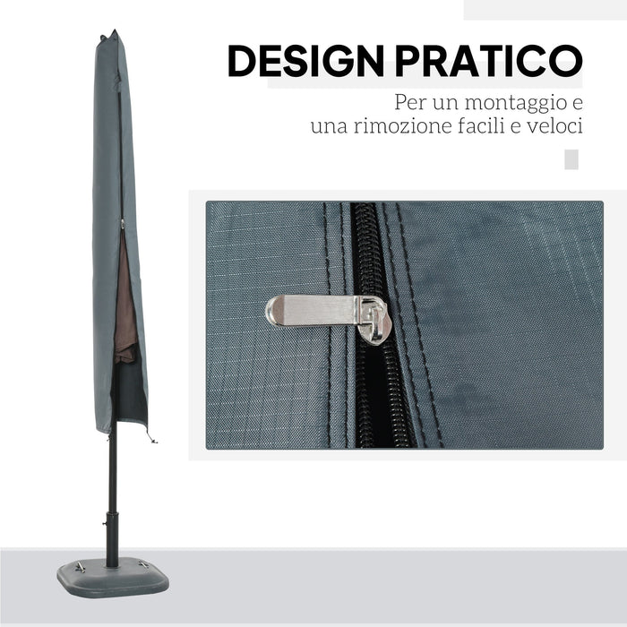 Copertura per Ombrellone Impermeabile con Cerniera e Laccio Grigio