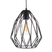 Lampada a 1 Luce con Paralume in Filo Metallico Nero Traforato