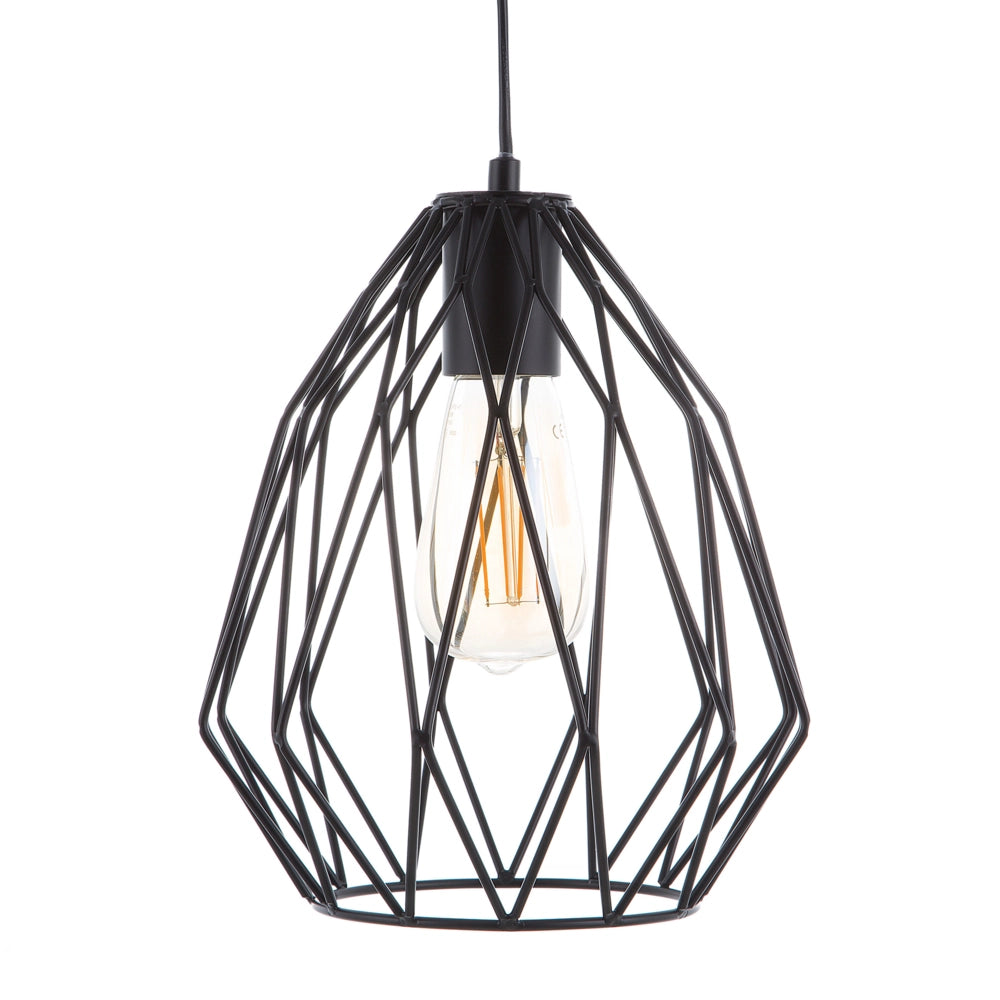 Lampada a 1 Luce con Paralume in Filo Metallico Nero Traforato