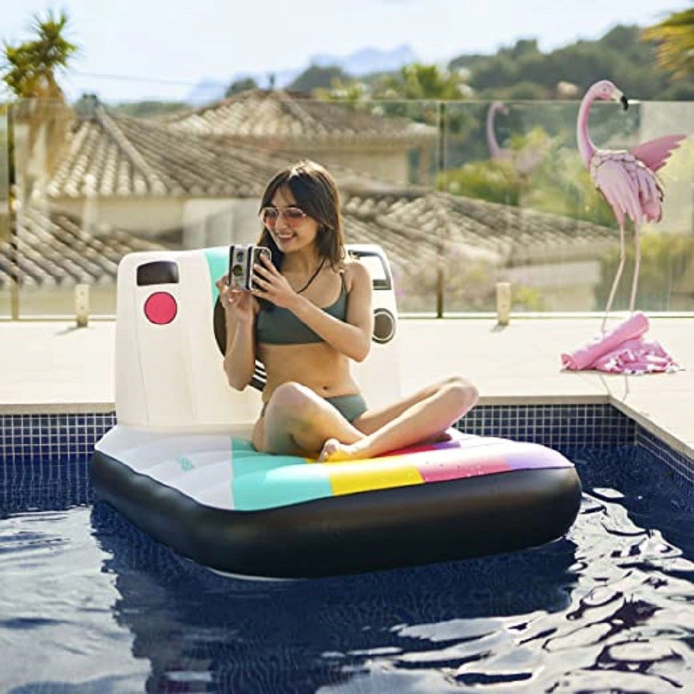 Trade Shop - Poltrona Materassino Gonfiabile Fashion Polaroid Vintage 127x102cm Piscina 43656 -
