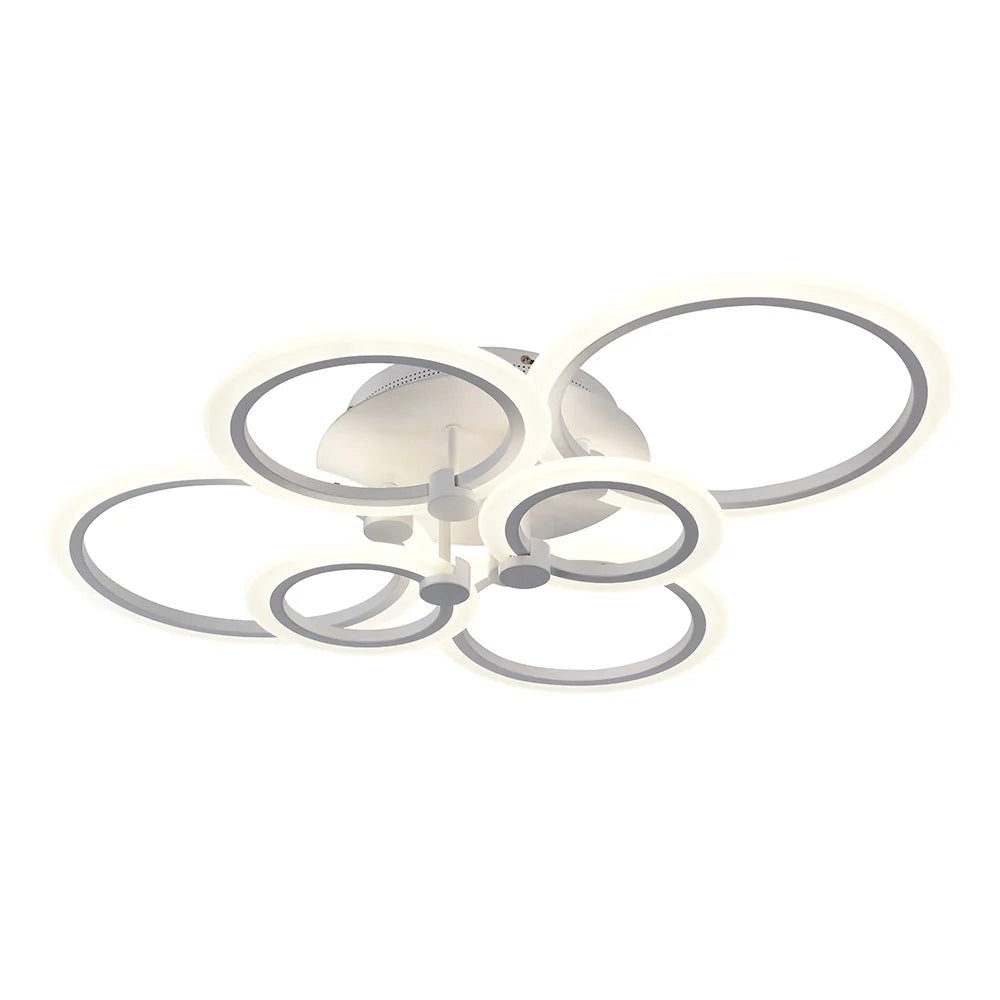 Plafoniera LED Soffitto 6 Anelli 51W 2550LM CCT Switch 3000K 4000K 6500K Fascio 300° Acrilico Bianco IP20