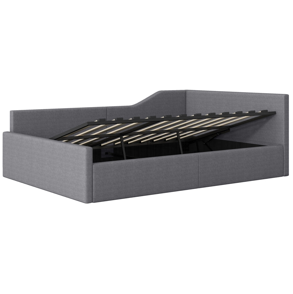 Tagesbett imbottito 140x200 con contenitore, grigio