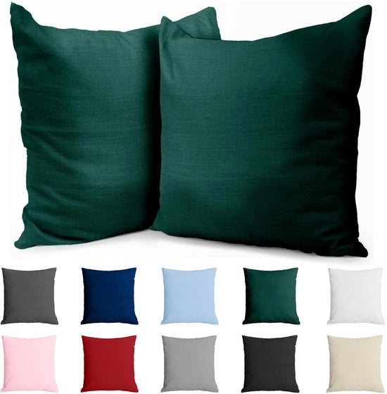 Cuscino copri 40x40 cm di cotone rinforzato (set di 2) - Verde - Tessuto fitto con 57 fili/cm² - Copri cuscino 40x40 cm - Certificato Oeko Tex - 

Modello: 
40x40 cm 
57 fili/cm² 
Certificato Oeko Tex